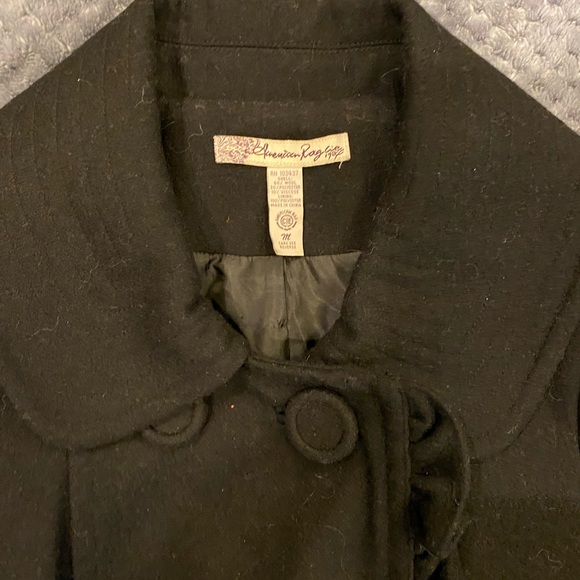 Like New perfect condition black ruffled wool coat SzM - Picture 6 of 9